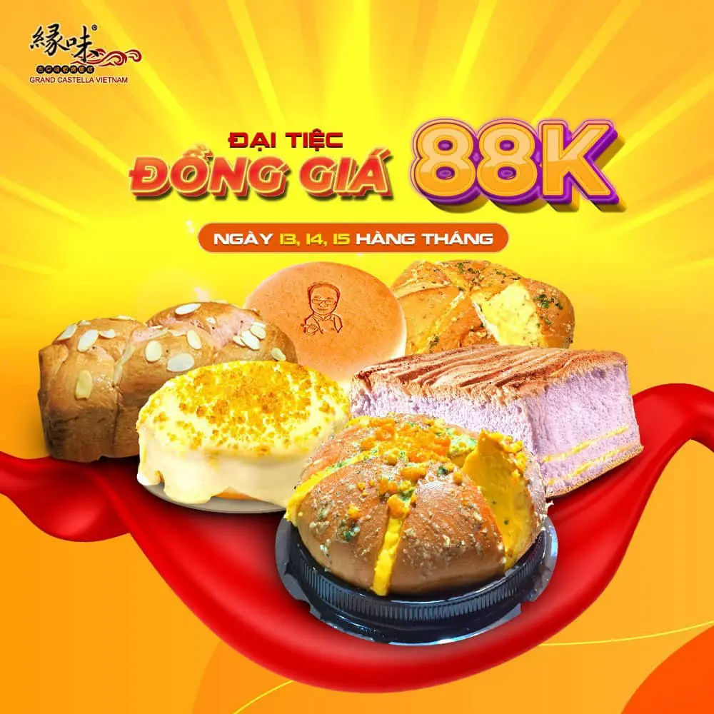 Ưu đãi SIÊU KHỦNG – Bánh Grand Castella đồng giá chỉ 88k – 99k duy nhất 3 ngày 13 – 15 mỗi tháng!