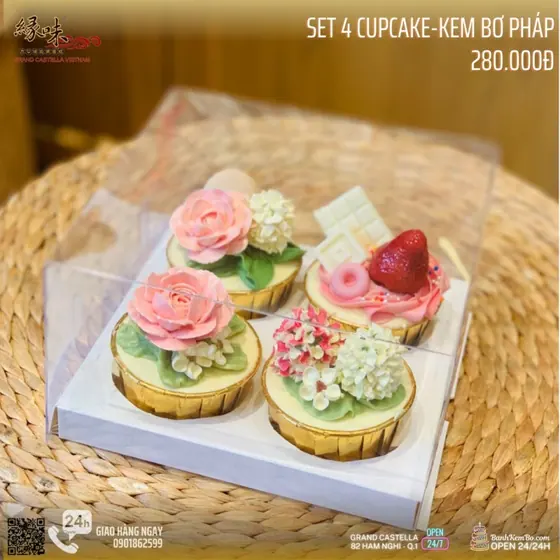 Bánh Cupcake – Hộp 4 Bánh – Hộp Cao Cấp