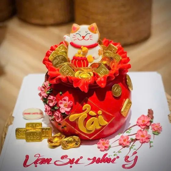 Bánh Kem Bơ Pháp Hũ Vàng Tài Lộc – Mẫu 8