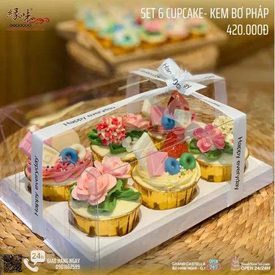 Hộp 6 Cupcake – Hộp Kiếng Cao Cấp